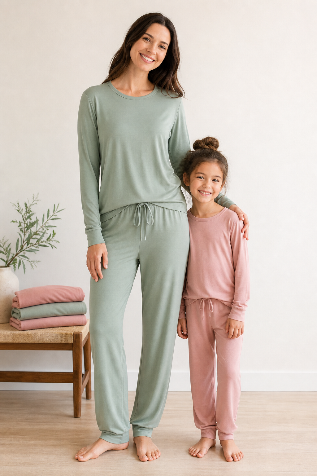 Matching bamboo modal family pajama program