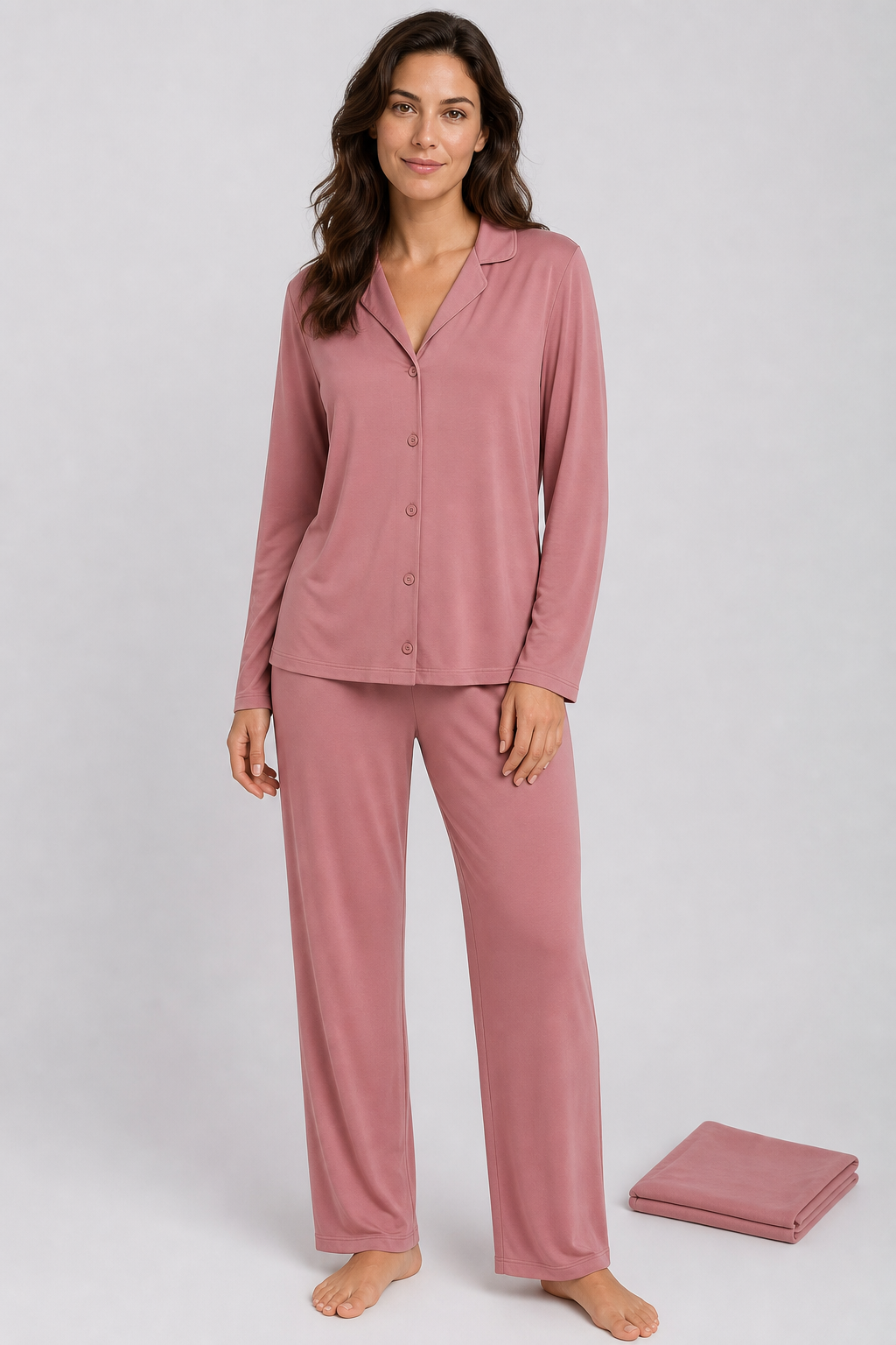 Dusty rose modal long sleeve pajama set