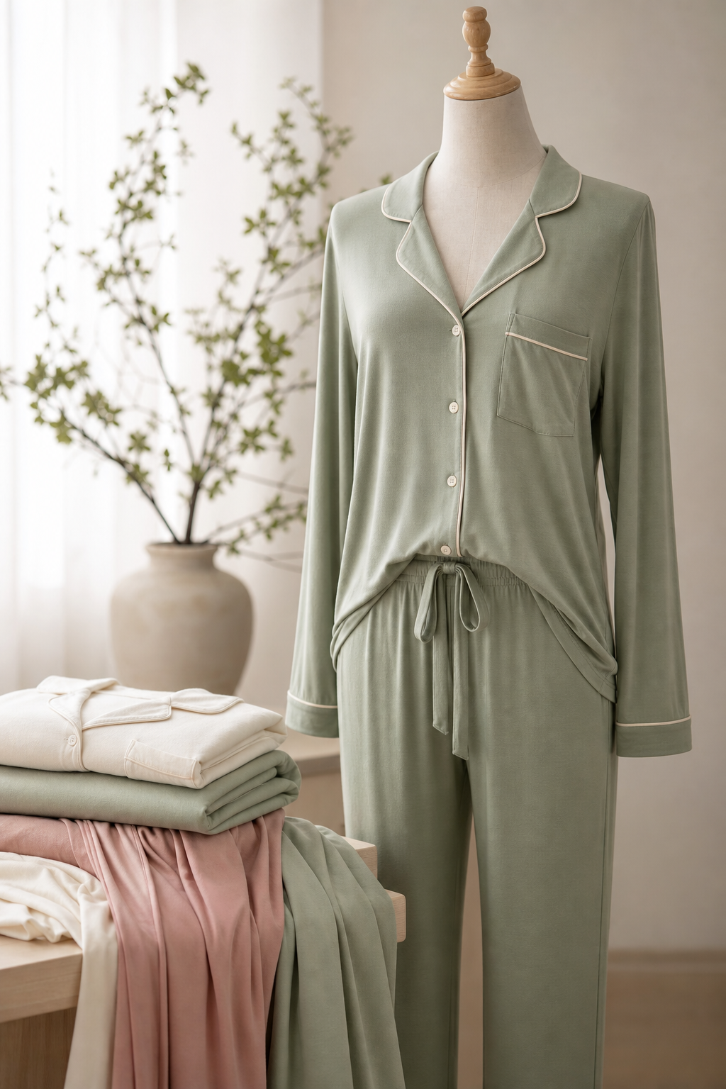 Soft bamboo and modal pajama set for custom sleepwear collection