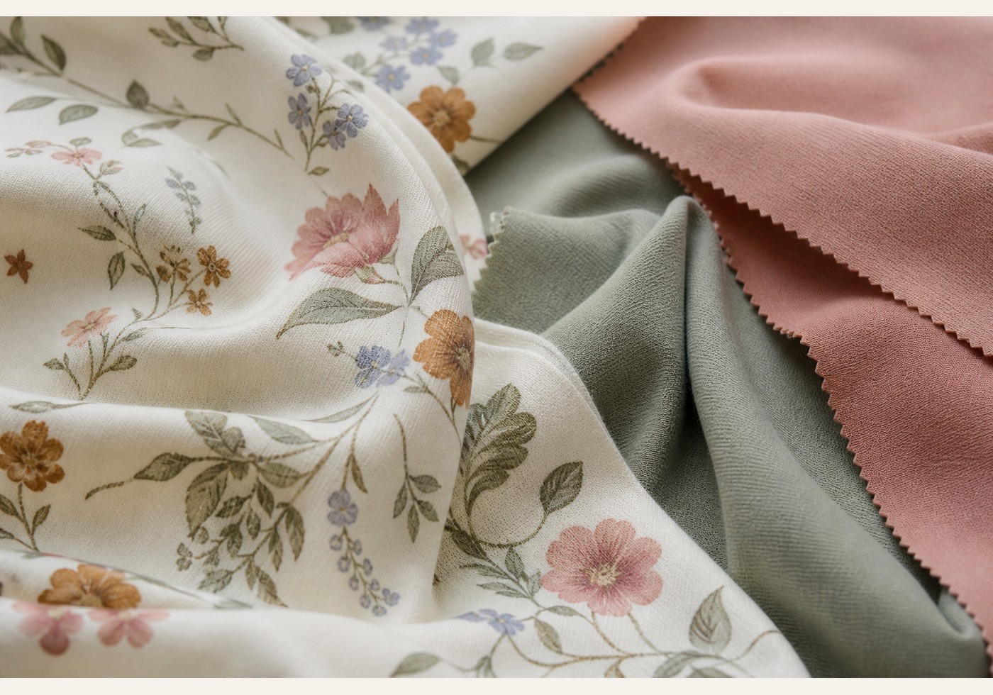 Custom printed pajama fabric with botanical pattern